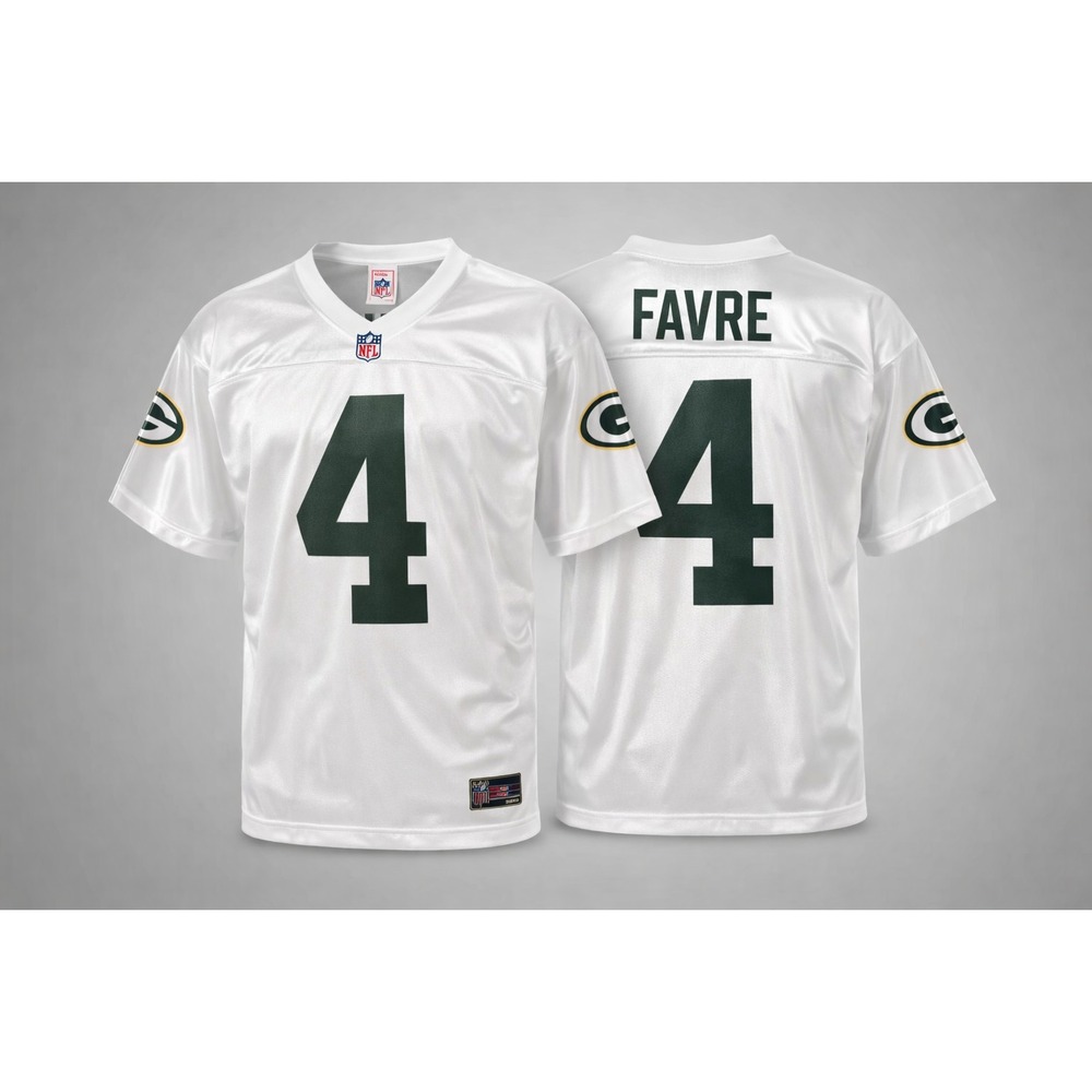 Vintage Brett Favre‎ #4 Green Bay Packers White Jersey NFL Size M